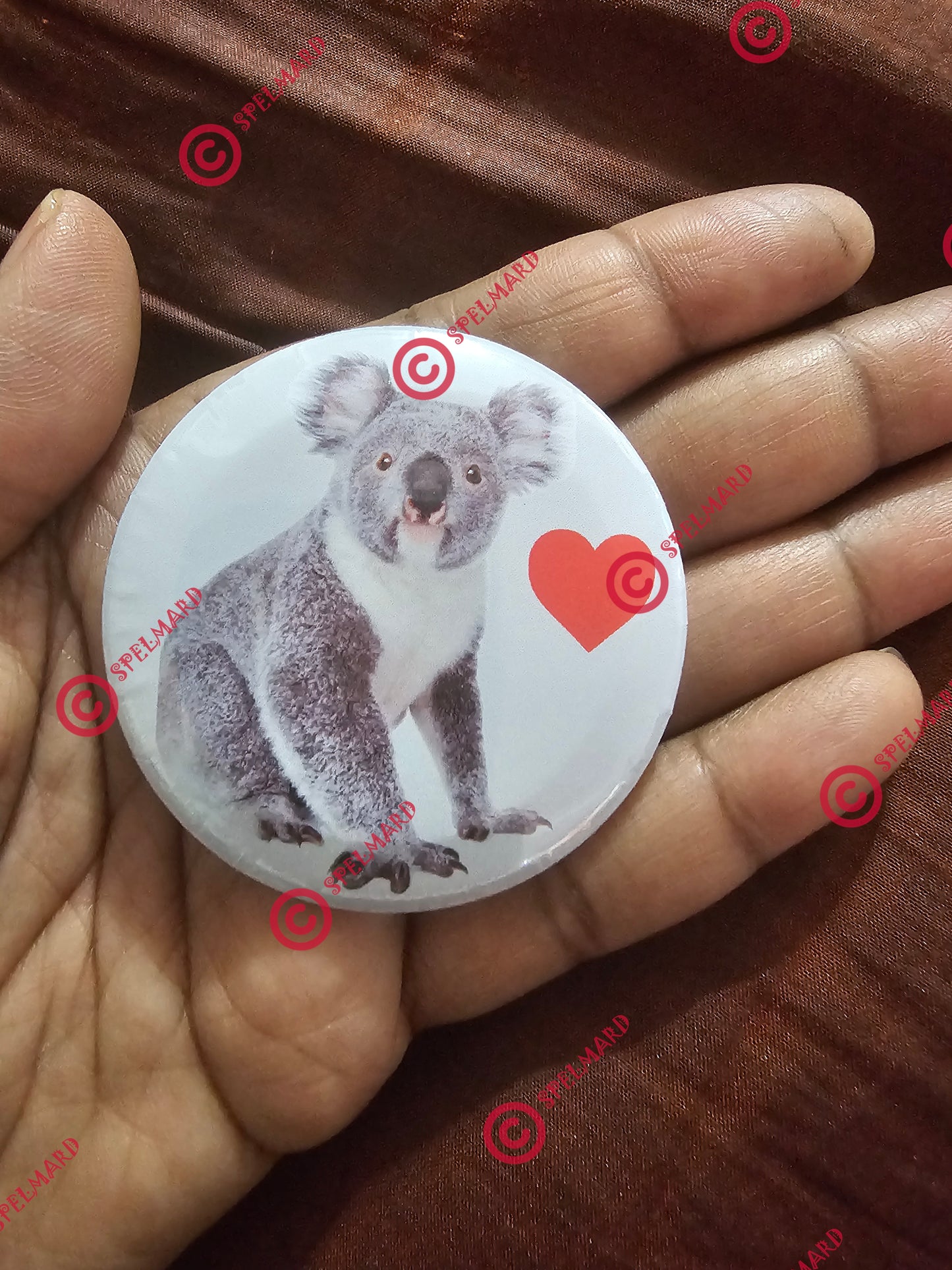KOALA BEAR COLLECTIBLE BUTTON BADGE 2 1/2 INCHES