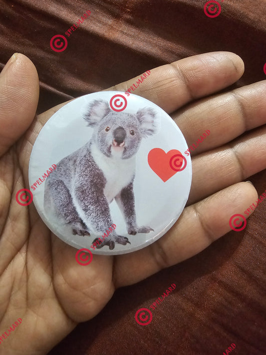 KOALA BEAR COLLECTIBLE BUTTON BADGE 2 1/2 INCHES