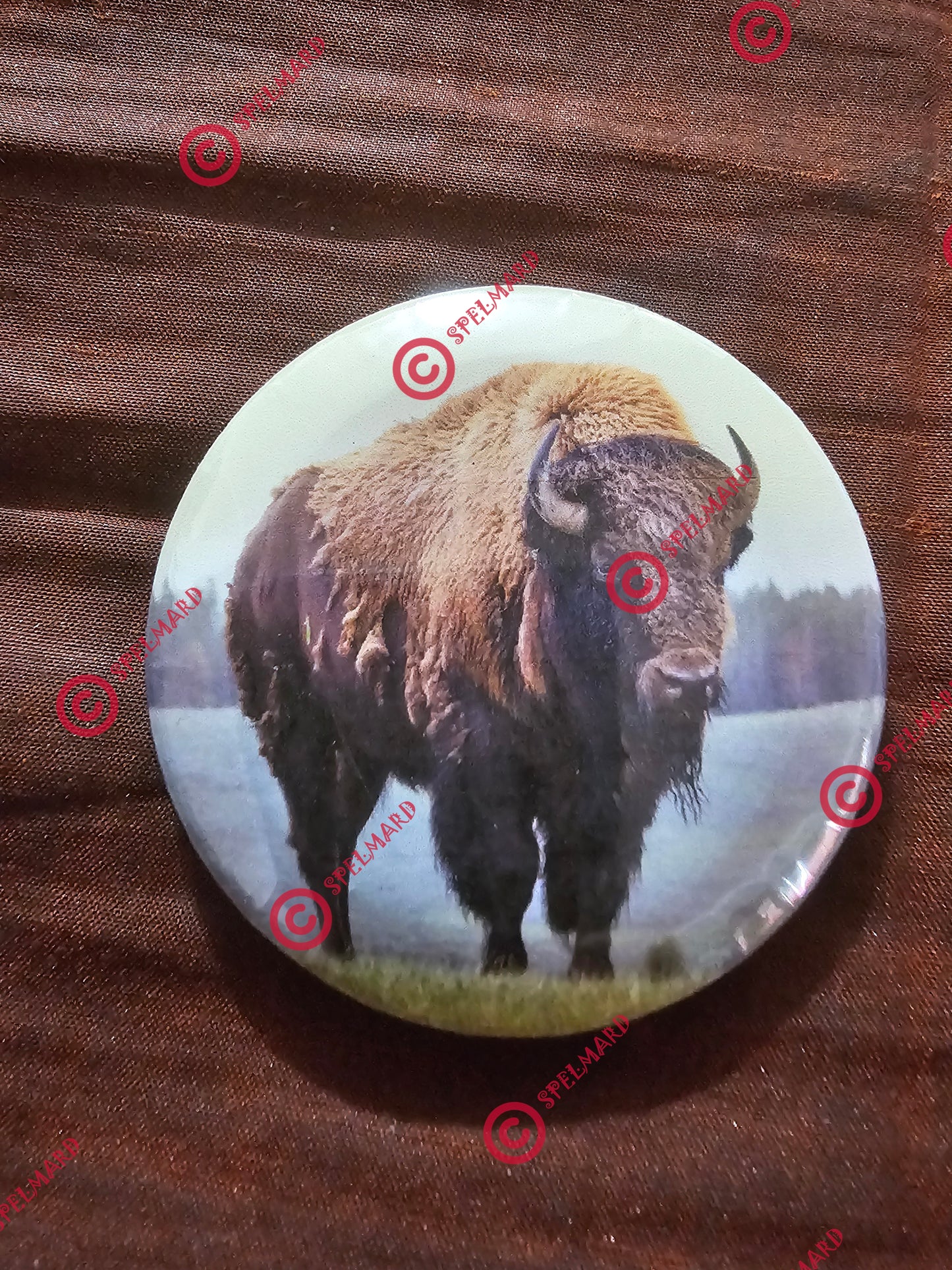 AMERICAN BISON COLLECTIBLE BUTTON 2 1/2 INCHES.